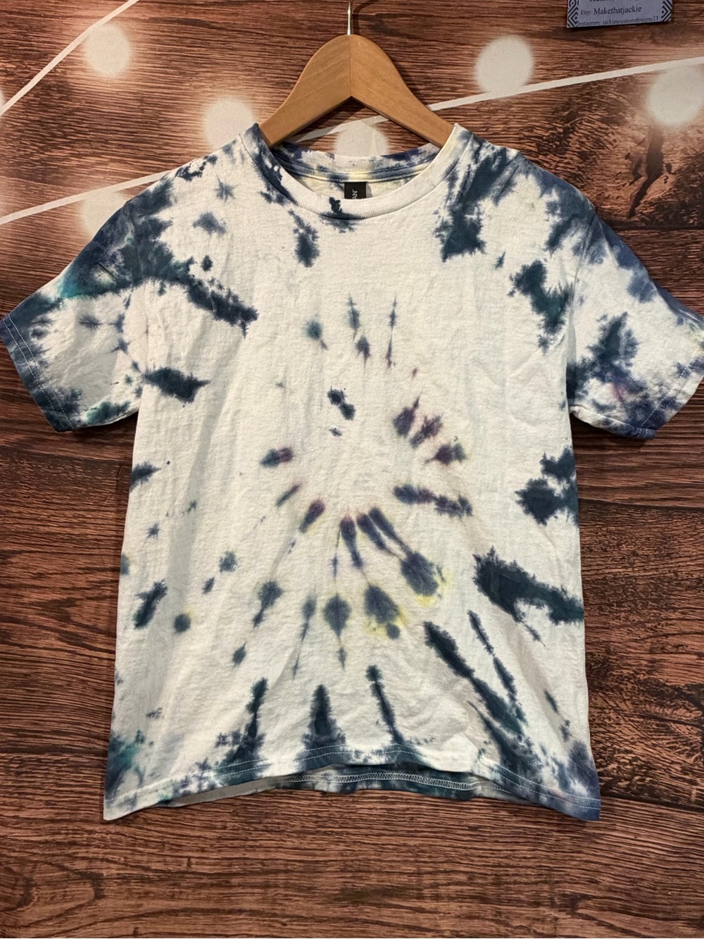 Gildan Tie-Dye Tee in White, Navy, and Yellow